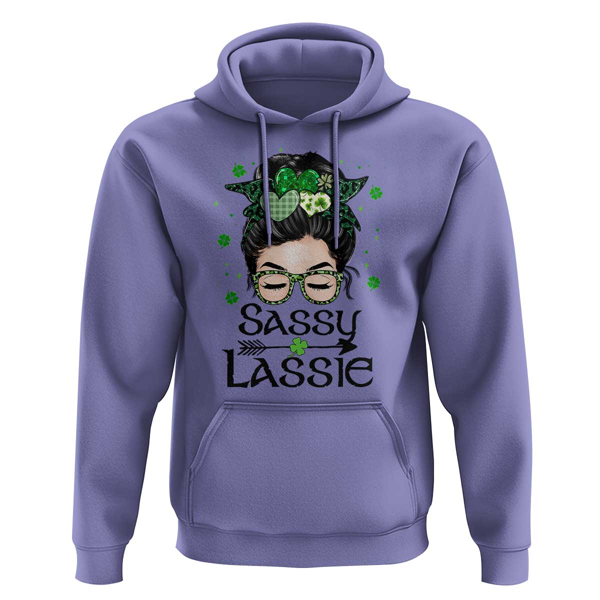 Lucky Sassy Lassie Messy Bun Hoodie Funny St Patricks Day