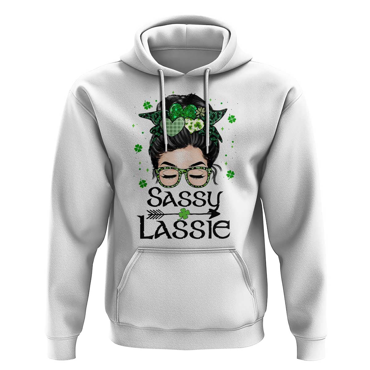 Lucky Sassy Lassie Messy Bun Hoodie Funny St Patricks Day