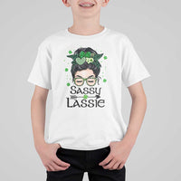 Lucky Sassy Lassie Messy Bun T Shirt For Kid Funny St Patricks Day