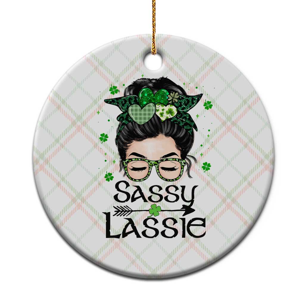 Lucky Sassy Lassie Messy Bun Ceramic Ornament Funny St Patricks Day - Wonder Print Shop