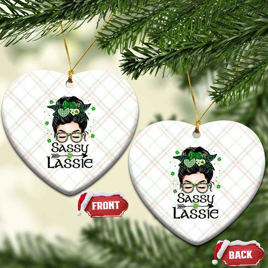 Lucky Sassy Lassie Messy Bun Ceramic Ornament Funny St Patricks Day - Wonder Print Shop