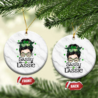 Lucky Sassy Lassie Messy Bun Ceramic Ornament Funny St Patricks Day - Wonder Print Shop