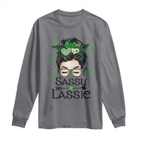 Lucky Sassy Lassie Messy Bun Long Sleeve Shirt Funny St Patricks Day