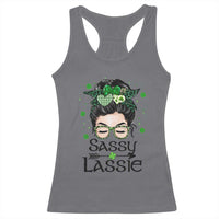 Lucky Sassy Lassie Messy Bun Racerback Tank Top Funny St Patricks Day