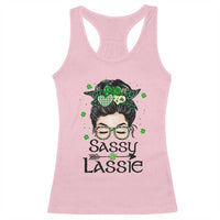 Lucky Sassy Lassie Messy Bun Racerback Tank Top Funny St Patricks Day