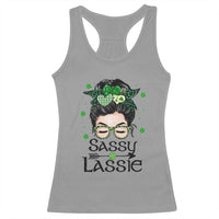 Lucky Sassy Lassie Messy Bun Racerback Tank Top Funny St Patricks Day