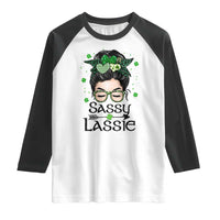 Lucky Sassy Lassie Messy Bun Raglan Shirt Funny St Patricks Day