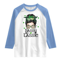 Lucky Sassy Lassie Messy Bun Raglan Shirt Funny St Patricks Day