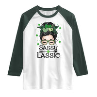 Lucky Sassy Lassie Messy Bun Raglan Shirt Funny St Patricks Day