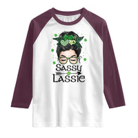 Lucky Sassy Lassie Messy Bun Raglan Shirt Funny St Patricks Day