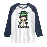 Lucky Sassy Lassie Messy Bun Raglan Shirt Funny St Patricks Day