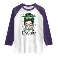 Lucky Sassy Lassie Messy Bun Raglan Shirt Funny St Patricks Day