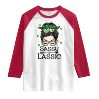 Lucky Sassy Lassie Messy Bun Raglan Shirt Funny St Patricks Day
