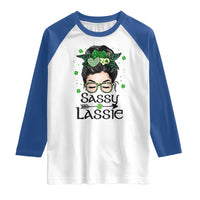 Lucky Sassy Lassie Messy Bun Raglan Shirt Funny St Patricks Day