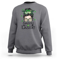 Lucky Sassy Lassie Messy Bun Sweatshirt Funny St Patricks Day