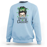 Lucky Sassy Lassie Messy Bun Sweatshirt Funny St Patricks Day