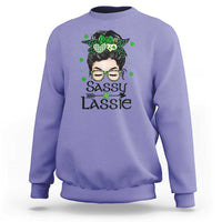 Lucky Sassy Lassie Messy Bun Sweatshirt Funny St Patricks Day