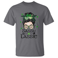 Lucky Sassy Lassie Messy Bun T Shirt Funny St Patricks Day