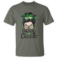 Lucky Sassy Lassie Messy Bun T Shirt Funny St Patricks Day