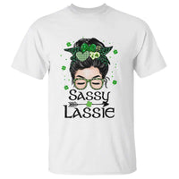 Lucky Sassy Lassie Messy Bun T Shirt Funny St Patricks Day