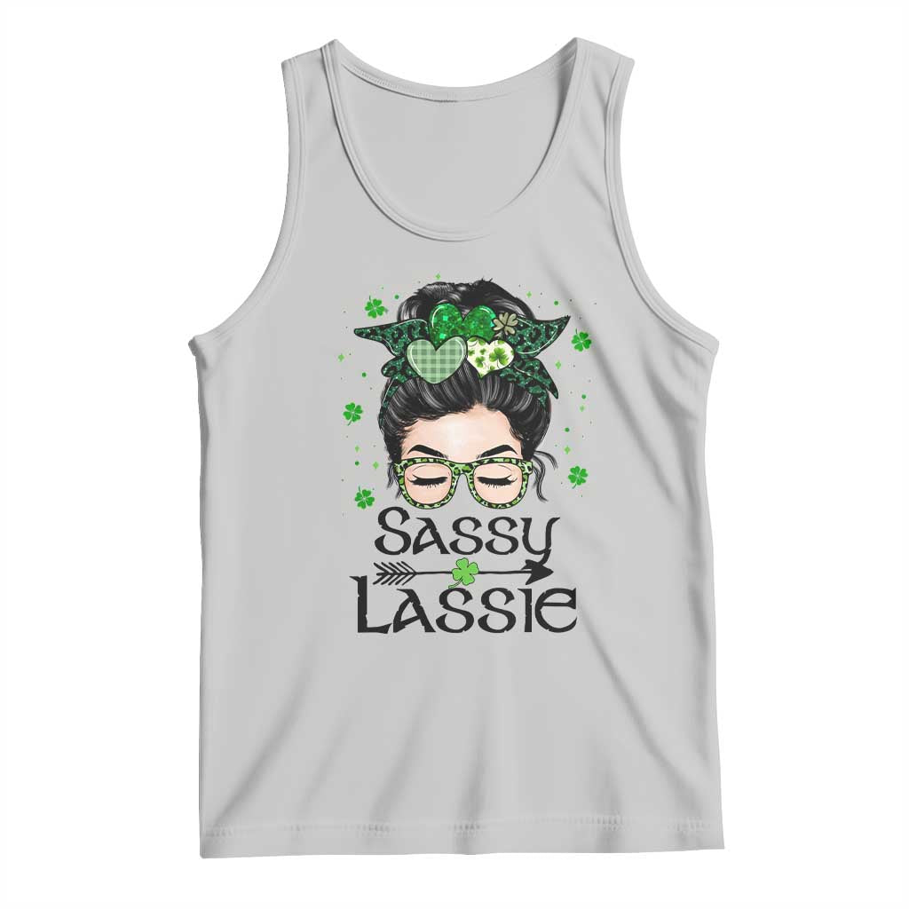 Lucky Sassy Lassie Messy Bun Tank Top Funny St Patricks Day