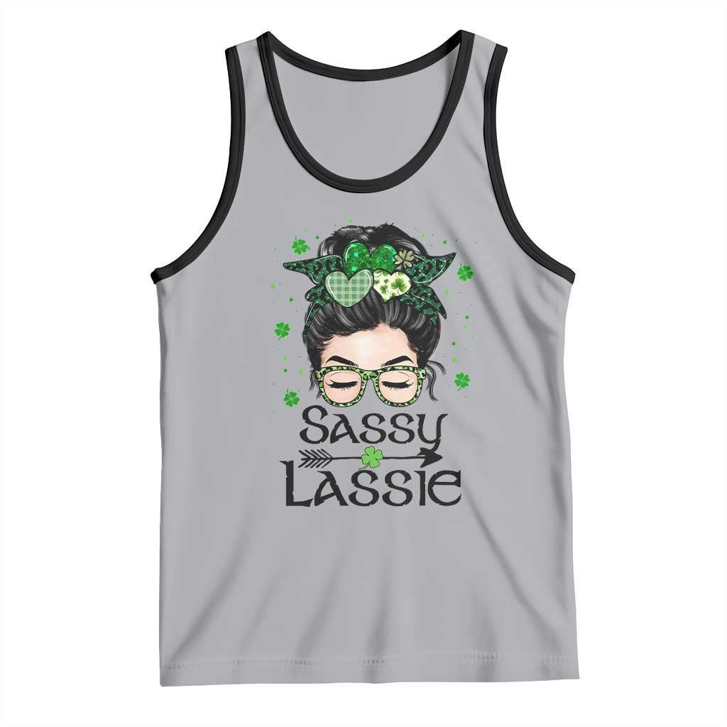Lucky Sassy Lassie Messy Bun Tank Top Funny St Patricks Day