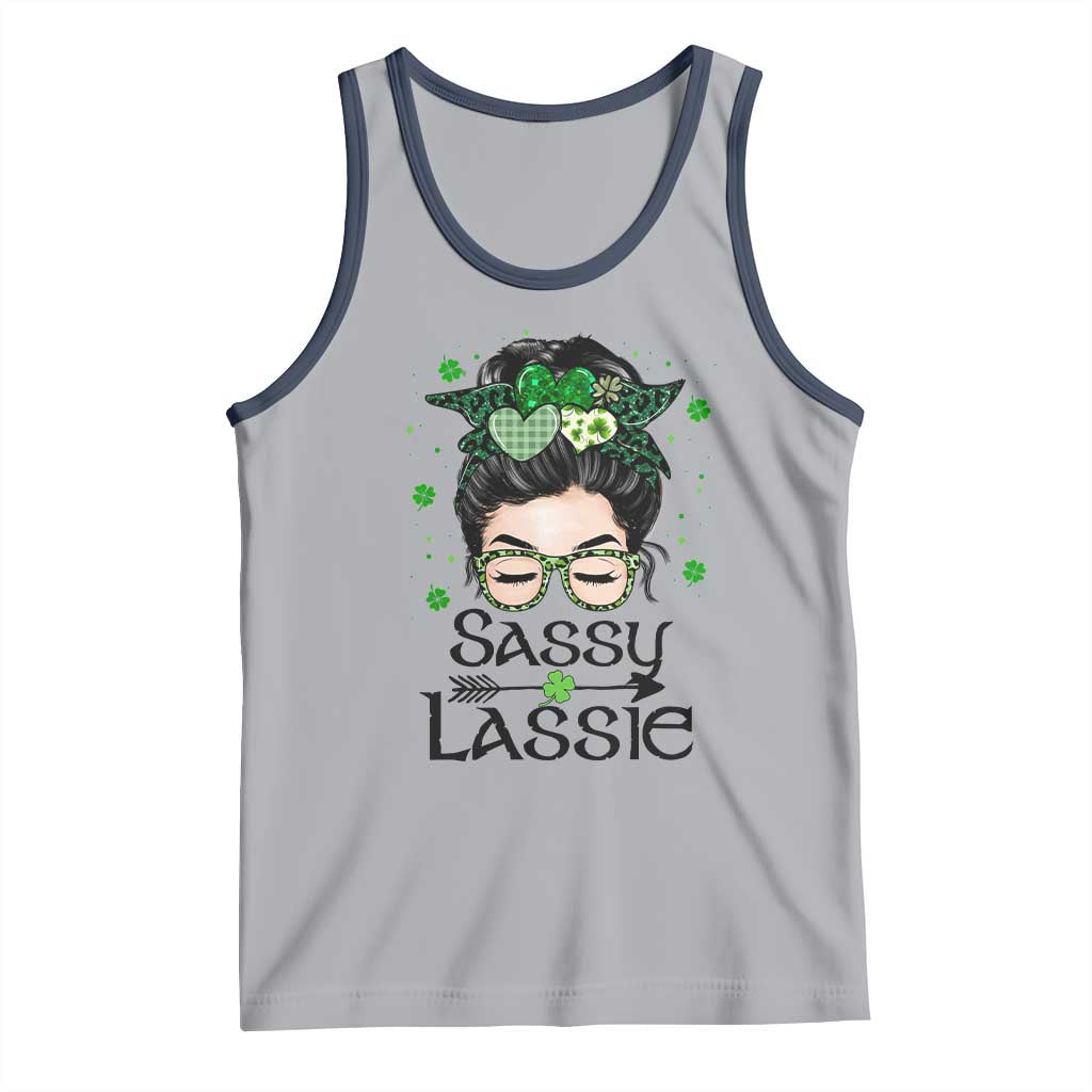 Lucky Sassy Lassie Messy Bun Tank Top Funny St Patricks Day