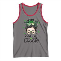 Lucky Sassy Lassie Messy Bun Tank Top Funny St Patricks Day