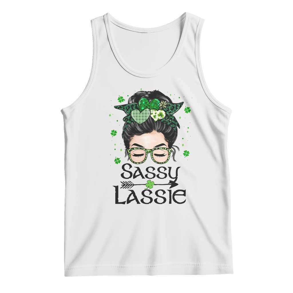 Lucky Sassy Lassie Messy Bun Tank Top Funny St Patricks Day