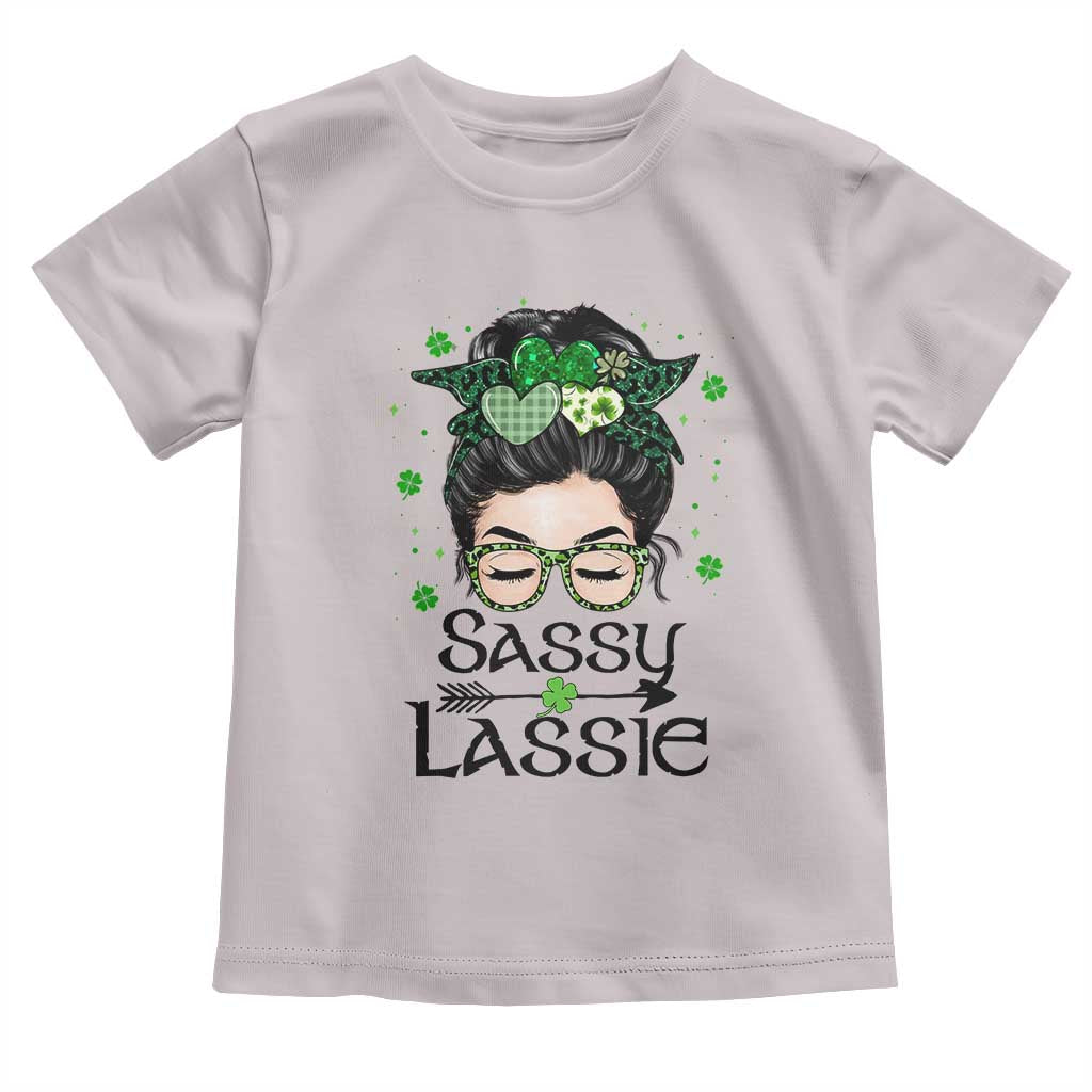 Lucky Sassy Lassie Messy Bun Toddler T Shirt Funny St Patricks Day