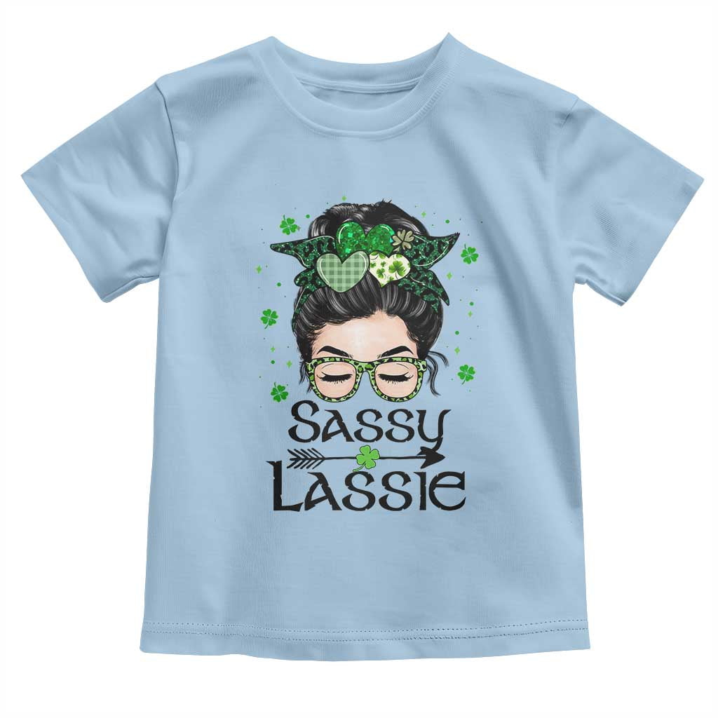 Lucky Sassy Lassie Messy Bun Toddler T Shirt Funny St Patricks Day