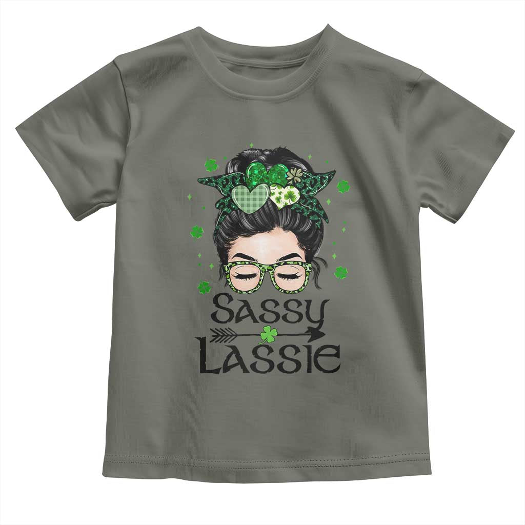 Lucky Sassy Lassie Messy Bun Toddler T Shirt Funny St Patricks Day