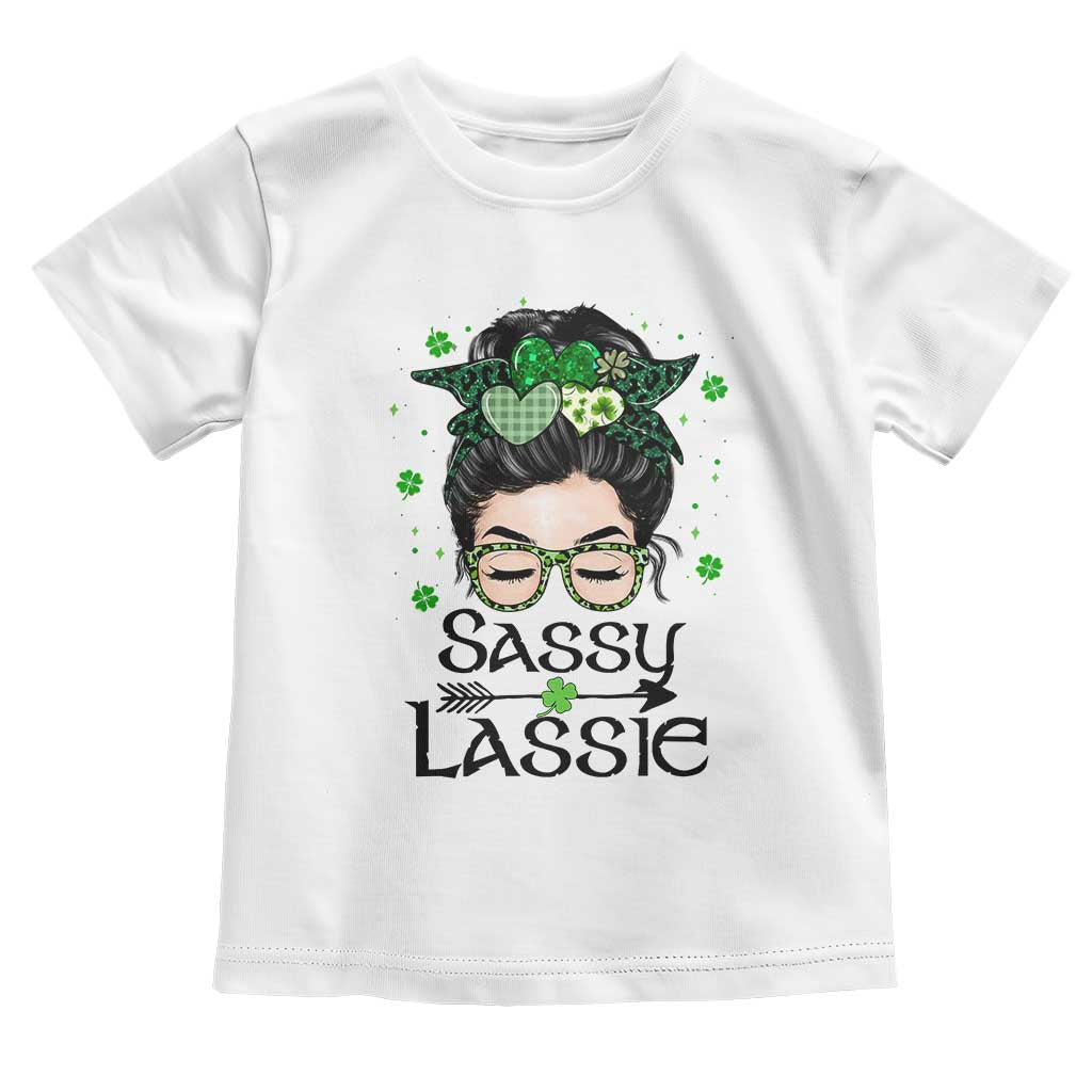 Lucky Sassy Lassie Messy Bun Toddler T Shirt Funny St Patricks Day