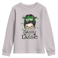 Lucky Sassy Lassie Messy Bun Youth Sweatshirt Funny St Patricks Day