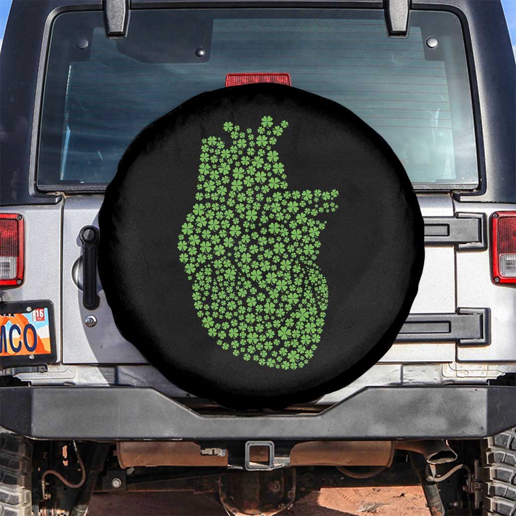 Lucky Shamrocks Heart Spare Tire Cover Anatomical Anatomy St Patrick's Day