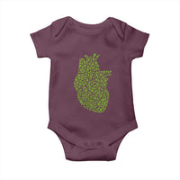 Lucky Shamrocks Heart Baby Onesie Anatomical Anatomy St Patrick's Day