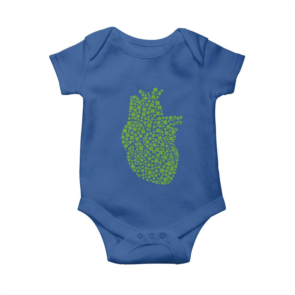 Lucky Shamrocks Heart Baby Onesie Anatomical Anatomy St Patrick's Day