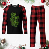 Lucky Shamrocks Heart Plaid Pajama Set Anatomical Anatomy St Patrick's Day - Wonder Print Shop