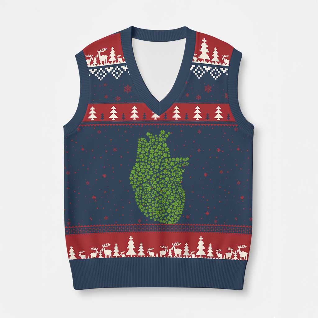 Lucky Shamrocks Heart V-Neck Knit Sweater Vest Anatomical Anatomy St Patrick's Day - Wonder Print Shop