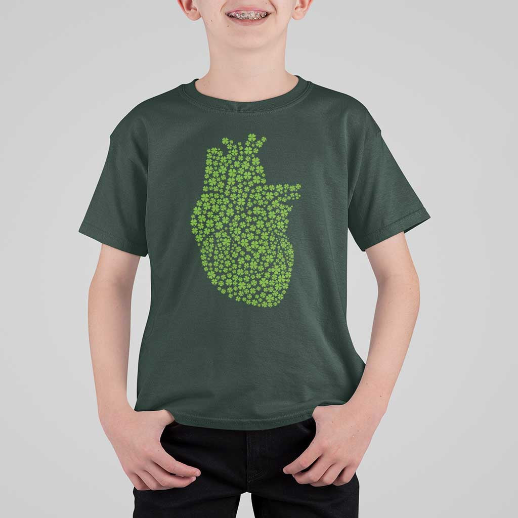 Lucky Shamrocks Heart T Shirt For Kid Anatomical Anatomy St Patrick's Day