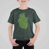 Lucky Shamrocks Heart T Shirt For Kid Anatomical Anatomy St Patrick's Day
