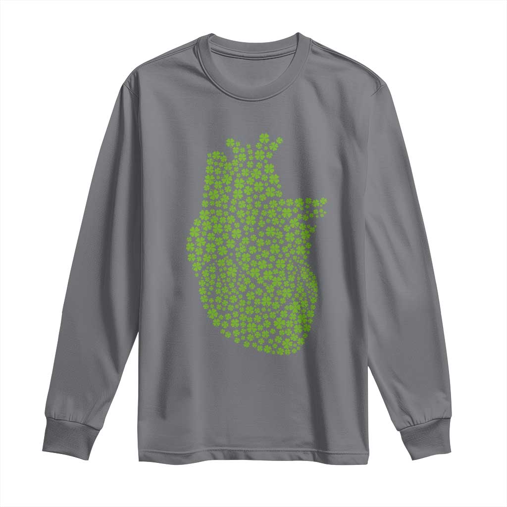 Lucky Shamrocks Heart Long Sleeve Shirt Anatomical Anatomy St Patrick's Day
