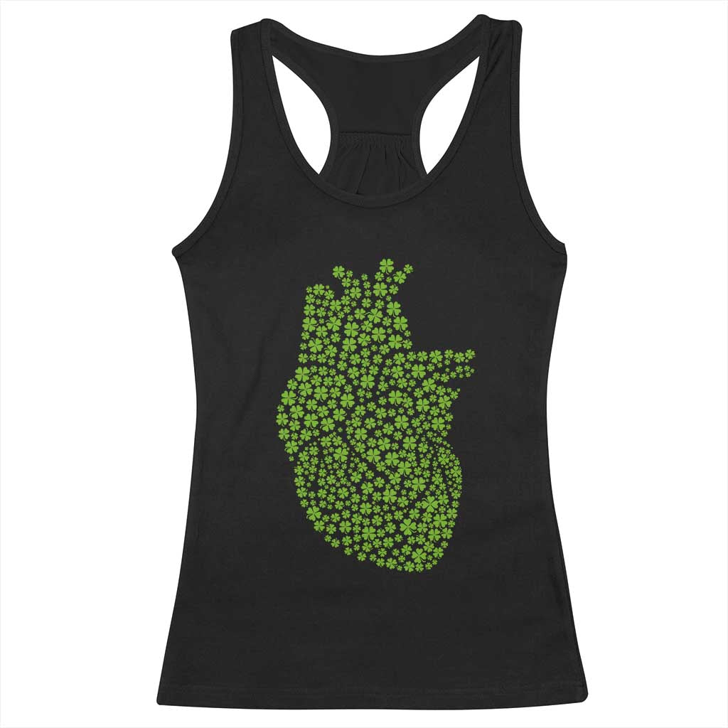 Lucky Shamrocks Heart Racerback Tank Top Anatomical Anatomy St Patrick's Day