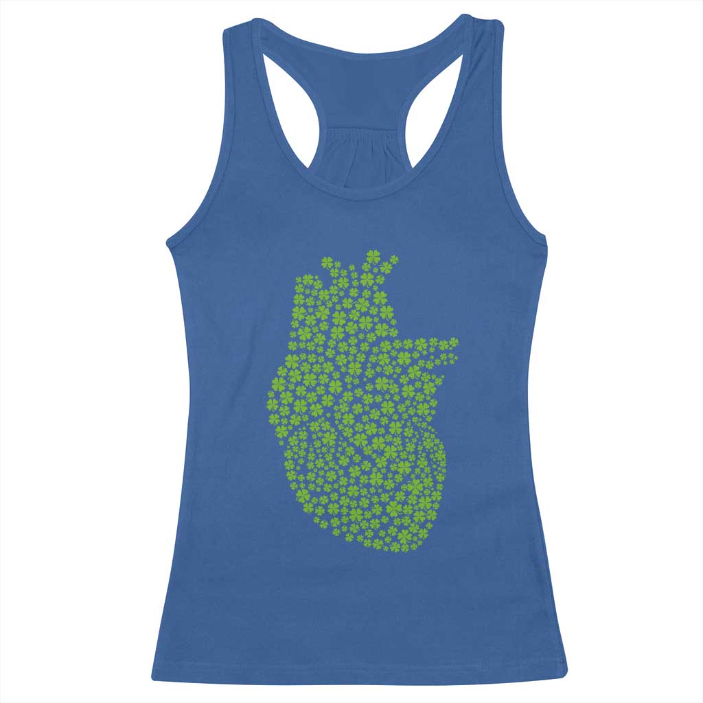 Lucky Shamrocks Heart Racerback Tank Top Anatomical Anatomy St Patrick's Day