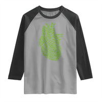 Lucky Shamrocks Heart Raglan Shirt Anatomical Anatomy St Patrick's Day
