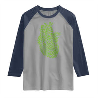 Lucky Shamrocks Heart Raglan Shirt Anatomical Anatomy St Patrick's Day
