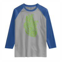 Lucky Shamrocks Heart Raglan Shirt Anatomical Anatomy St Patrick's Day