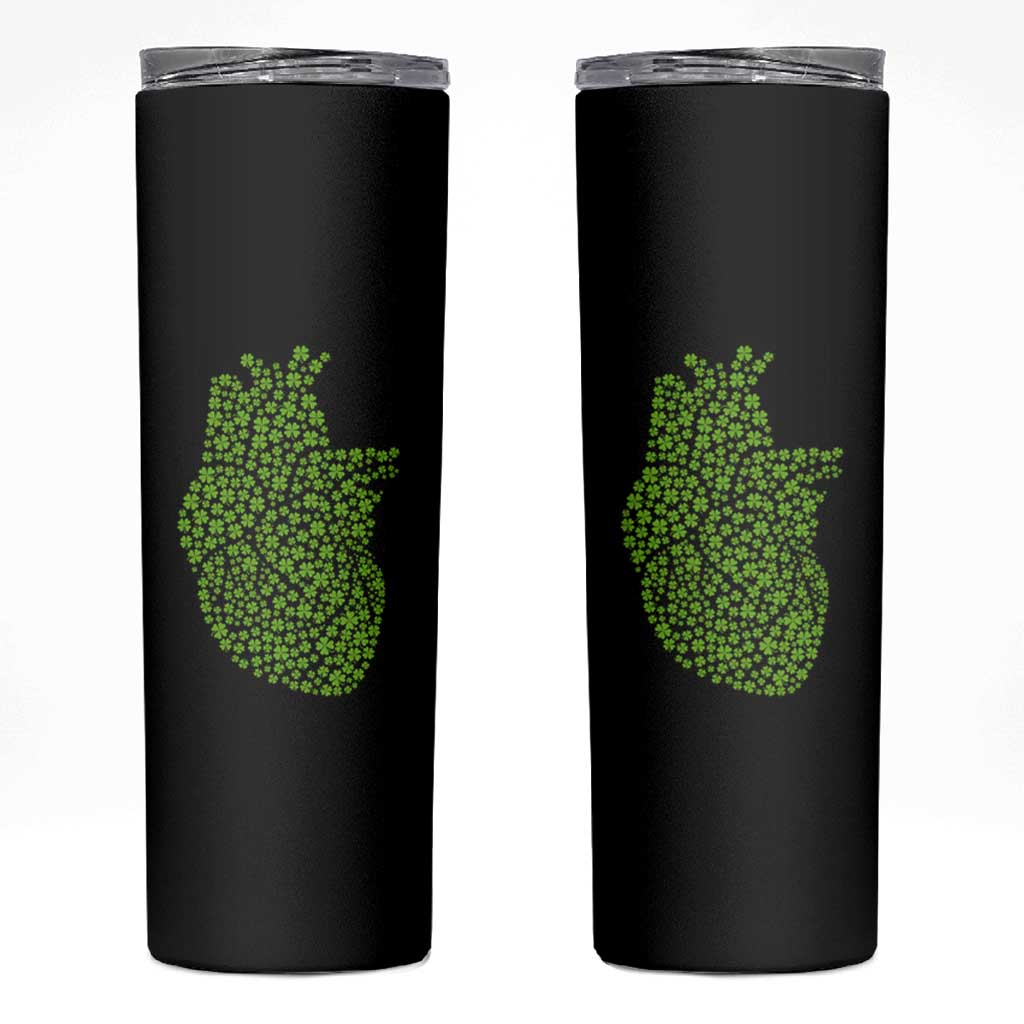Lucky Shamrocks Heart Skinny Tumbler Anatomical Anatomy St Patrick's Day