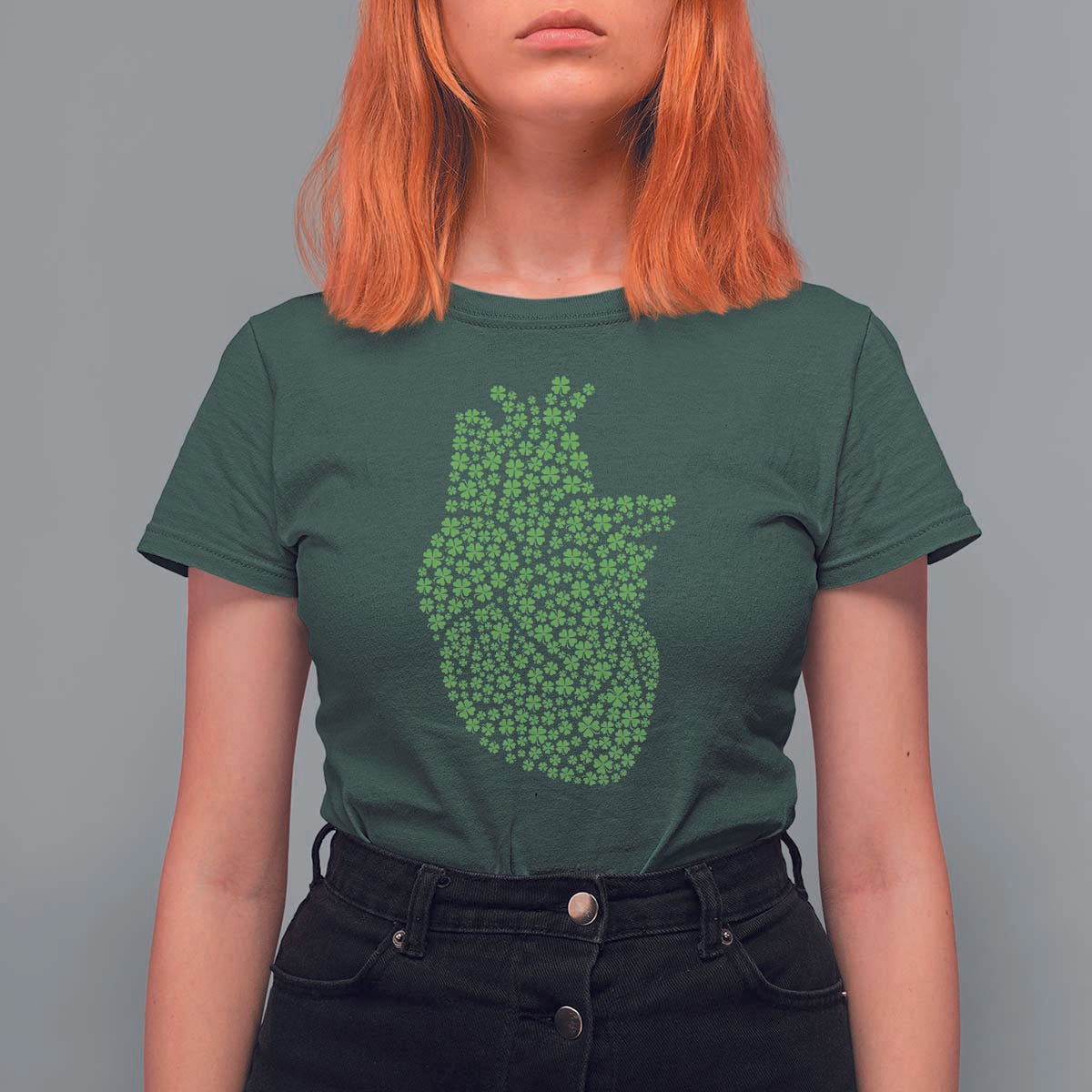 Lucky Shamrocks Heart T Shirt For Women Anatomical Anatomy St Patrick's Day