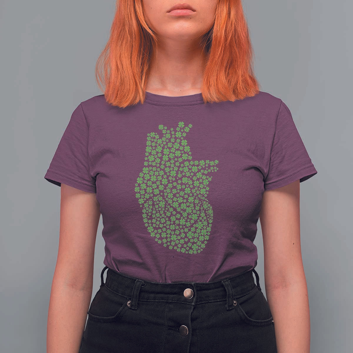 Lucky Shamrocks Heart T Shirt For Women Anatomical Anatomy St Patrick's Day